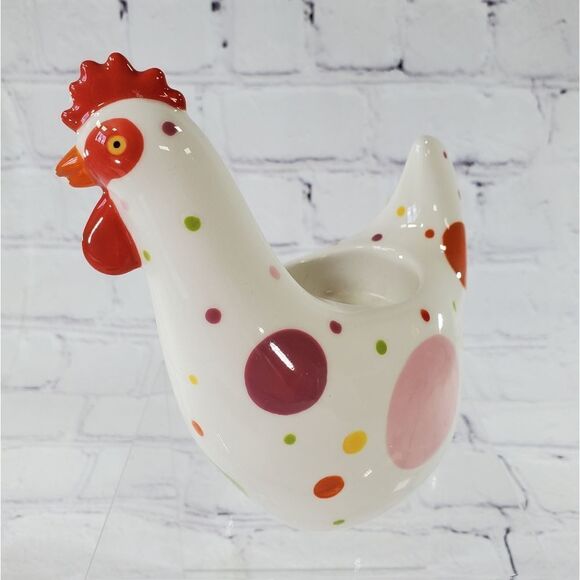 🔸️NIB Partylite Spring Polka Dot Hen Tealight Holder - Picture 3 of 10